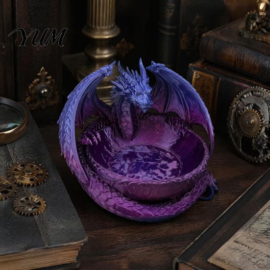 Cooles Tischornament 3D-gedruckter Drache Aufbewahrungsschale für Schmuck Schlüssel, Dekorativer Desktop-Organizer mit Gothic-Schlüsselschale Detaillierte Fantasy-Schuppen