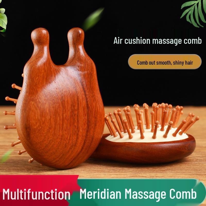 

Golden Sandalwood Airbag Massage Comb for Beauty, Nose Acupoint, and Meridian Scraping