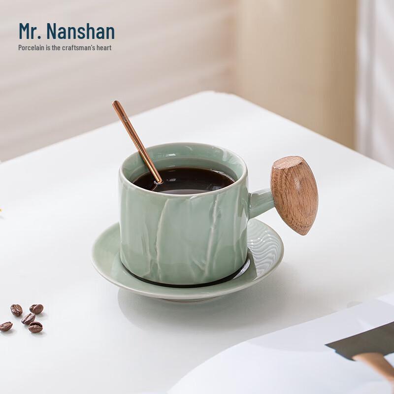 Wave Ceramic Mug Set with Saucer and Spoon
