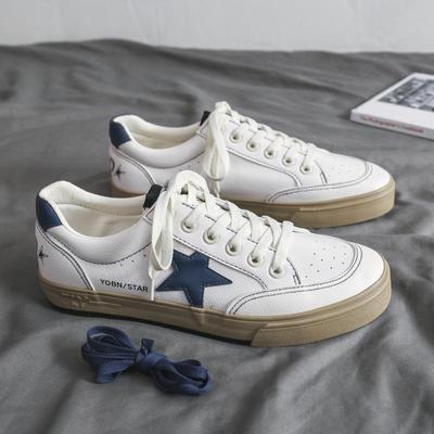 Men's 2023 Spring All-Match Korean Style White Casual Leather Sneakers