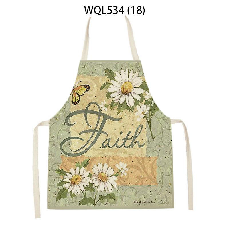 Women Men Retro Bird Flower Butterfly Printed Kitchen Aprons Household Cleaning Pinafore Baking Accessories Linen Cooking Apron
