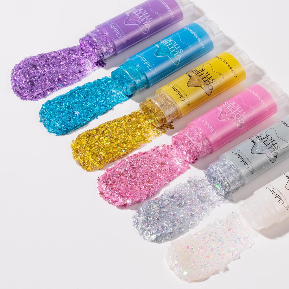 Clubday 6-Color Stage Makeup Eyeshadow Glitter Stick, Long-lasting And Exquisite Shine, Suitable For Face, Body, And Hair.