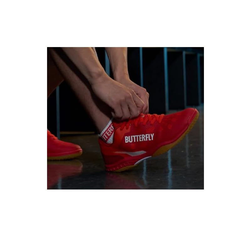 [Butterfly] Butterfly Table Tennis Shoes Lezoline Revalis - Breathable, Cushioned, High Grip, Anti-Twist - Flash Red, Size 24.5cm - 93710