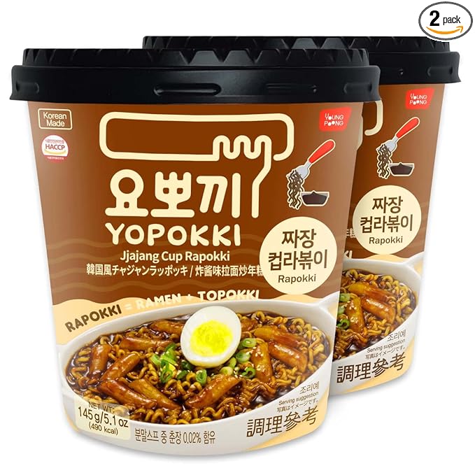 

Ёпокки Чашка Рабокки быстрого приготовления Чаджанг, Сыр, Розем Сладкая острая лапша Рамен Рисовый пирог Топокки Jjajang, Cup 2cups