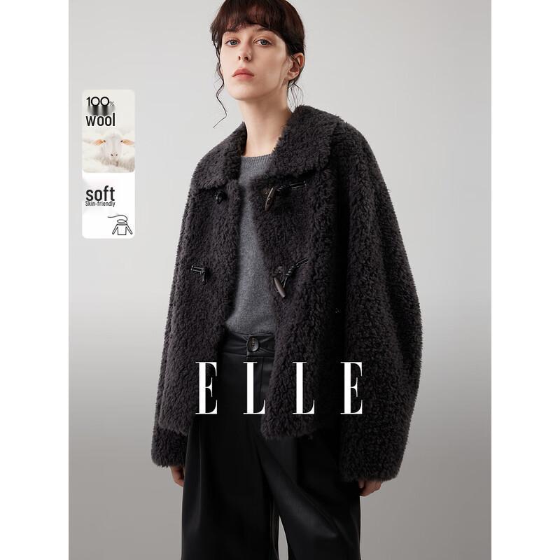 ELLE Women s Retro Toggle Button Wool Blend Short Jacket M