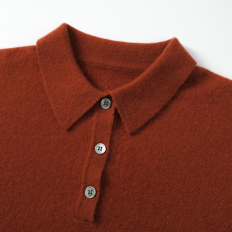 Kang Sai Ni 100% Pure Cashmere Women's Long Sleeve Slimming Pullover Sweater with Small Lapel - Autumn/Winter Casual Versatile Style.