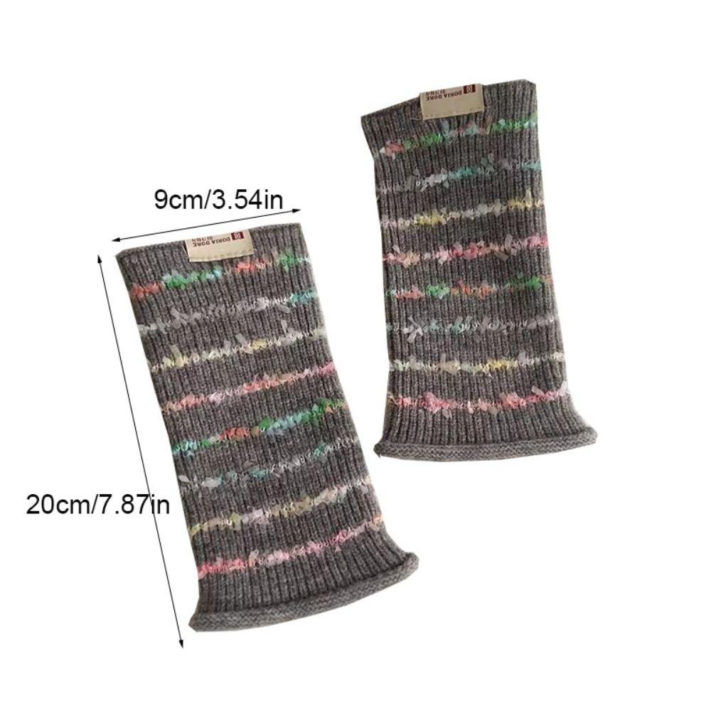 Y2k Streifen Gestrickte Handschuhe Verdickte Fingerlose Fäustlinge Süße Damen Winterhandschuhe Damen