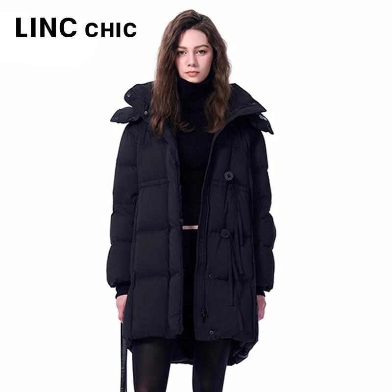 Jinyujie Women's Thickened Hooded Mid-Length Down Jacket