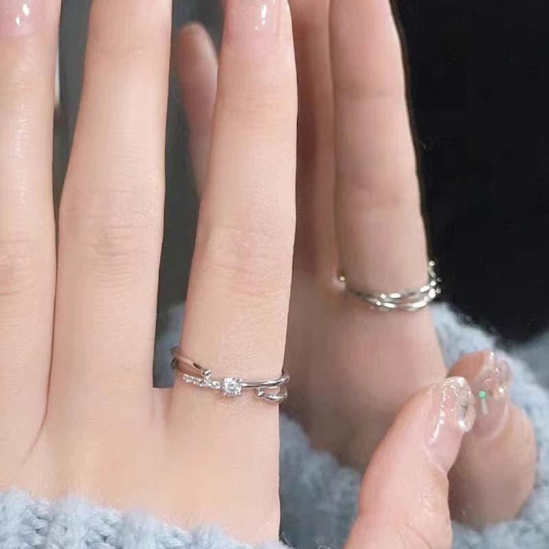 Galaxy Star Track, Exquisite Zircon Ring, High-end Niche Design, Simple and Versatile Index Finger Ring, Open Ring Ring.