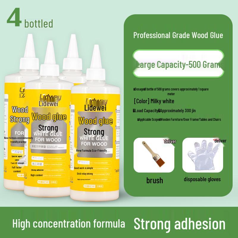 Woodworking Adhesive: White Latex Glue for Solid Wood Furniture, Table and Chair Repair, and Floor Cracks.