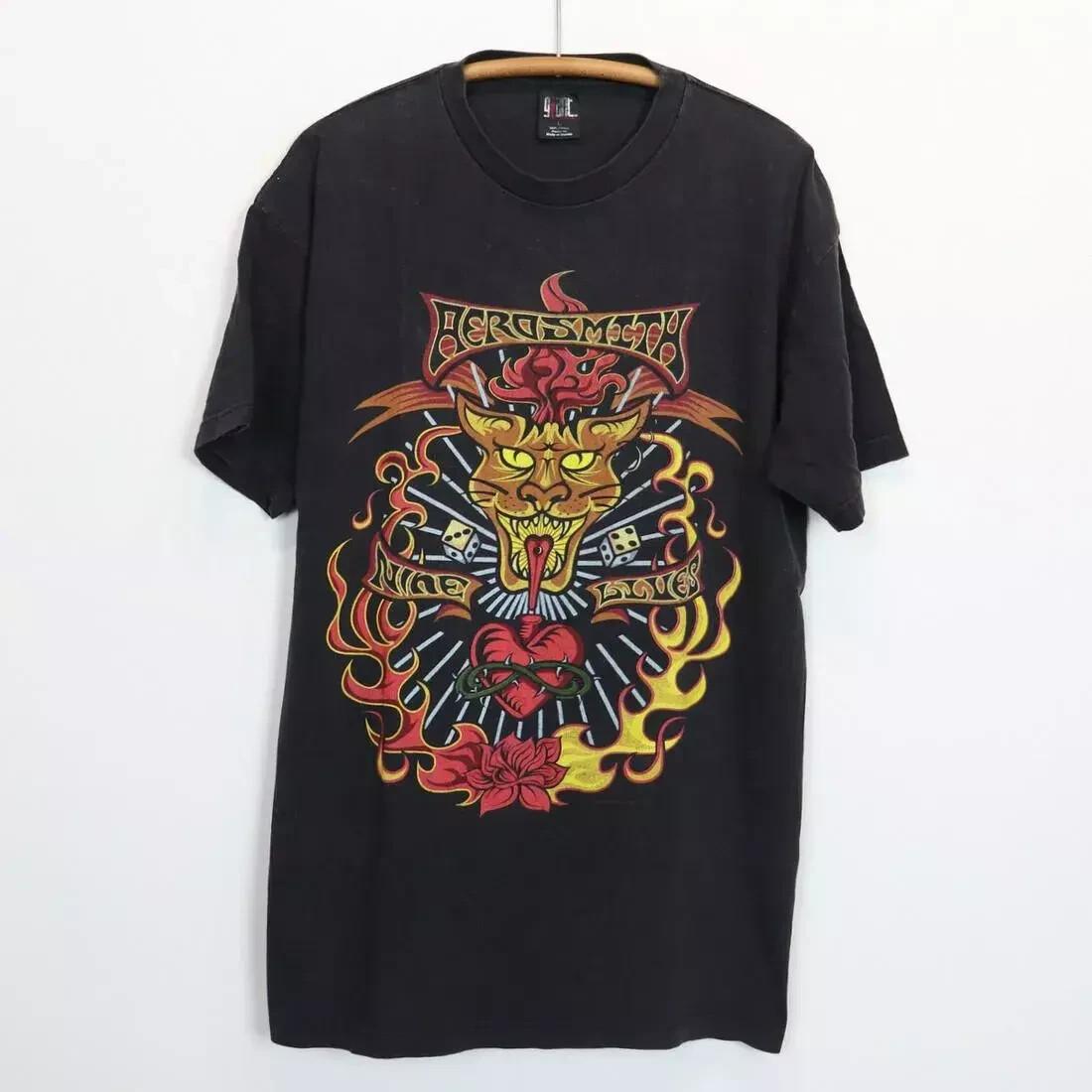 

1997 Aerosmith Nine Lives Чорна футболка з коротким рукавом, усі розміри XL