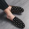 Summer Rivet Half Shoes For Men Dress Shoes Mules Man Slides Designer Leather Casual Shoes Party Loafers Slippers Flats Sandals