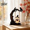 Halloween Home Decor Gifts Swinging Ghost on Tree Figurine Resin Swing Statue for Horror Fans Reading Ornament Indoor Outdoor Spooky Tabletop Yard