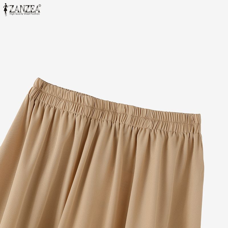 ZANZEA Fuste lungi de vară cu talie elastică casual pentru femei