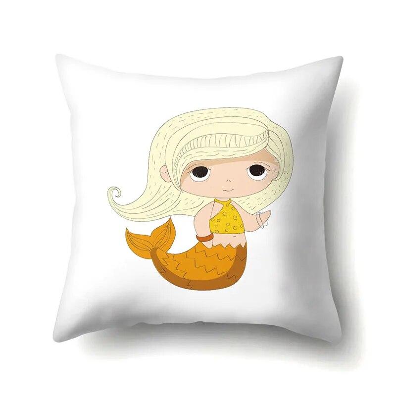 Mermaid Little Girl Pillowcase Car Waist Pillow  Cushion Sofa  toon Pattern