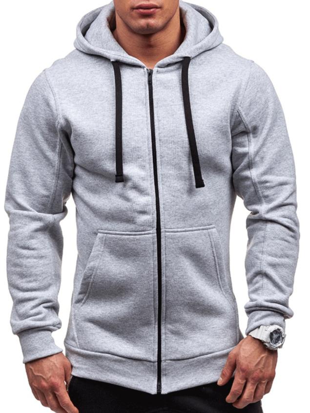 

Мужская толстовка весна-осень с капюшоном на молнии, простое модное однотонное пальто с капюшоном, верхняя одежда 3XL светло-серый