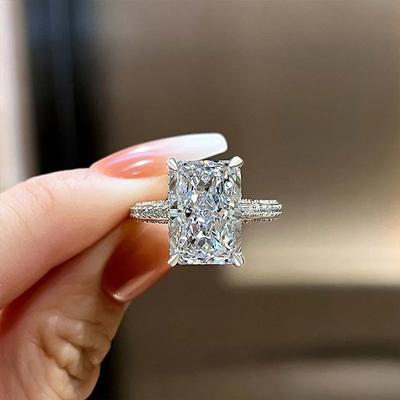Anello Incastonato con Zircone Oversize, Anello Semplice da Donna, Gioiello Regalo per la Fidanzata