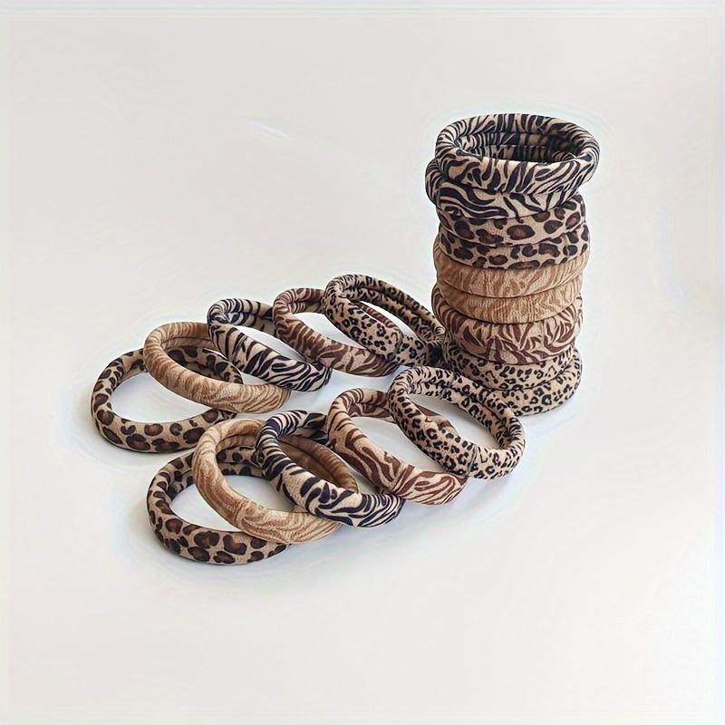 New Autumn Winter High Elasticity Seamless Leopard Print Hair Ties for Women, Durable Thick Hair Bands