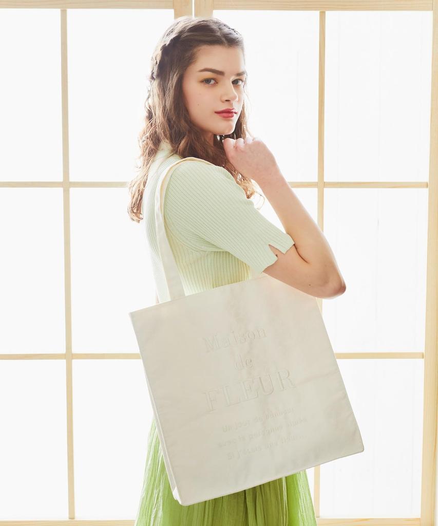 Maison de Fleur Women's Pink Square Tote Bag with Embroidered Lace Logo