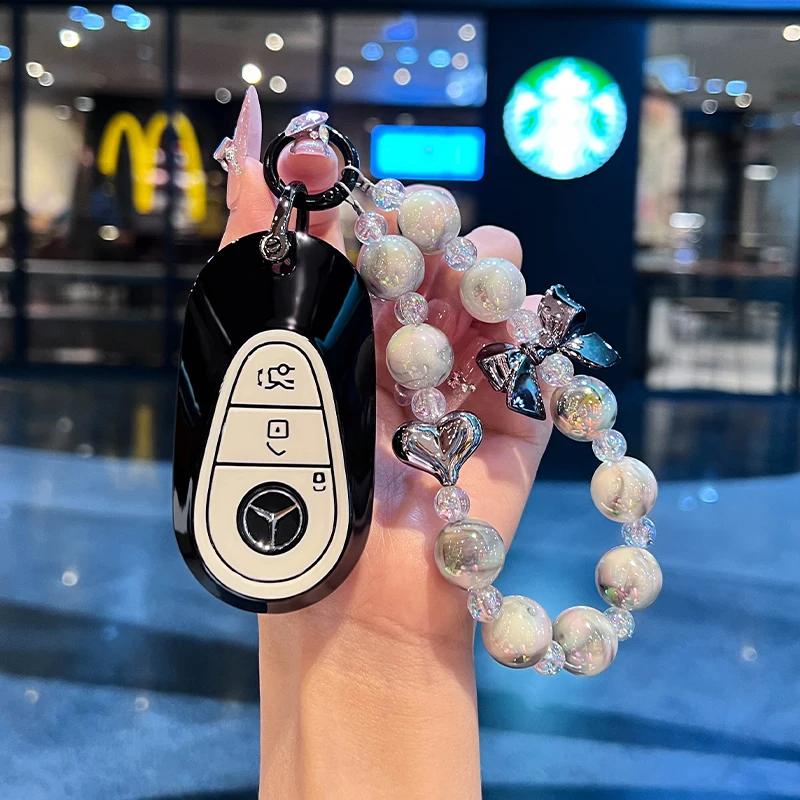 RPO5 For Mercedes Benz W206 W223 C S Class S350 C200 C260 C300 S400 S450 S500 S480 S580 TPU Car Key Case Cover Remote Holder Keychain