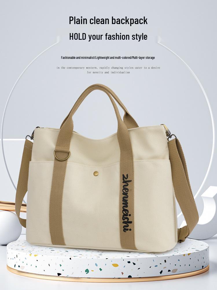 New Canvas Women's Tote: Simple, Trendy, Large-Capacity Crossbody Handbag