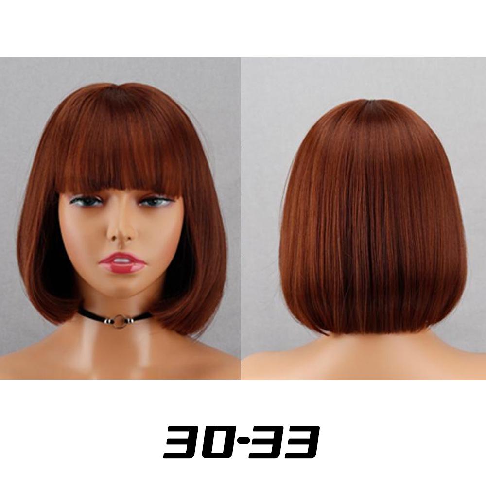 MISSQUEEN Synthetic Chic Bob Wig with Bangs Natural Straight Black Hair Elegant Shoulder-Length Cut Perfect For Women’s Fashion Accessories