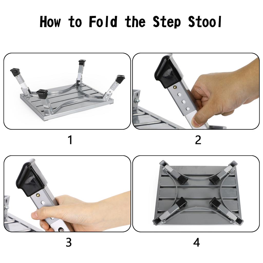 Folding Aluminum Platform RV Step Stool Trailer Camper Working Ladder Portable