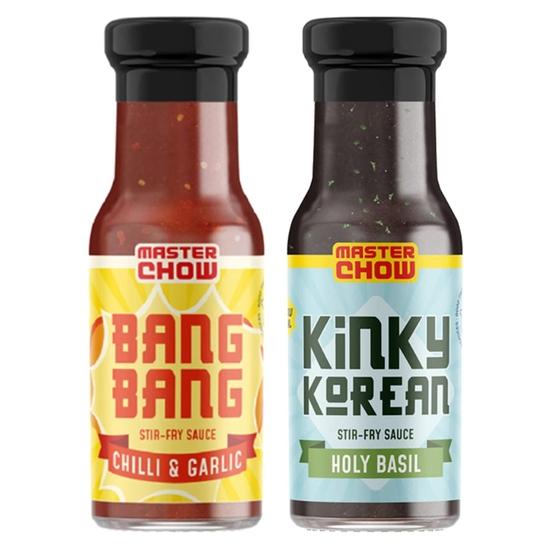 MasterChow Low Calories Cooking Sauce Kit With Bang Bang Chilli Garlic Stir-Fry Sauce & Holy Basil Kinky Korean Cooking Sauce|- 220 Gram 220GM
