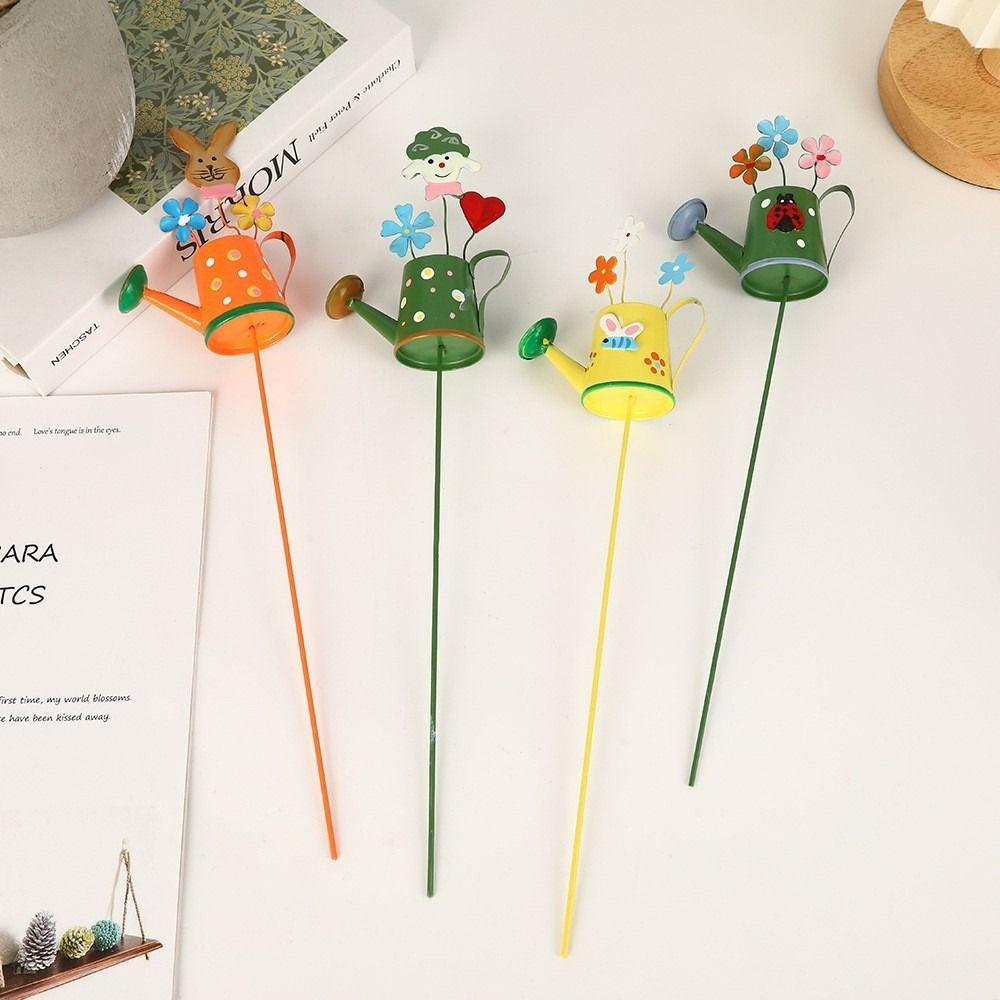 Dopamine Color Flower Pot Plugin Cartoon Potted Decoration New Ground Plug Accessories  Garden
