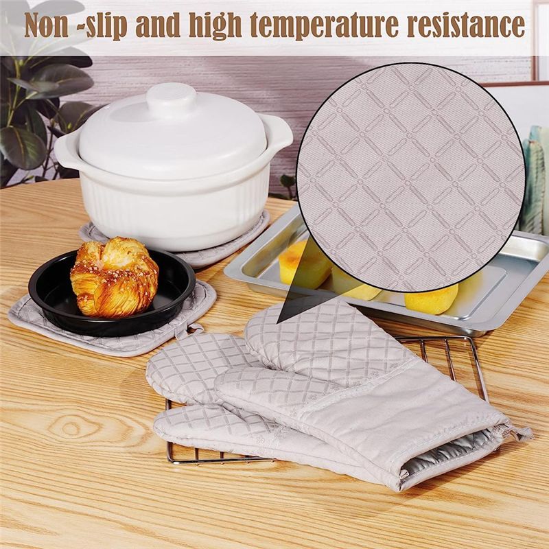 Gute Topflappen und Ofenhandschuhe Hitzebeständig 4 Stück Dicke Baumwolle Rutschfeste Ofenhandschuhe Küchenuntersetzer für den Ofen