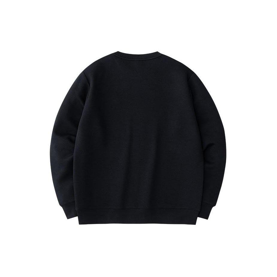 Anta Lifestyle Series Good Things Happen Embroidered Pattern Knitted Pullover Long Sleeve Sweatshirt Men Sweatshirt Basic-Black 152418751-4