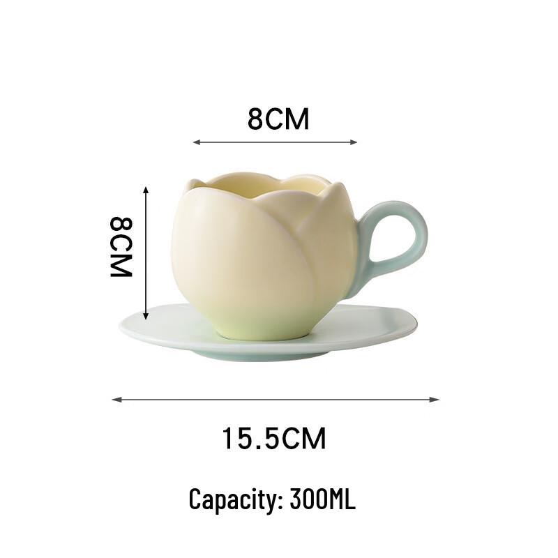 Ins Retro Tulip Ceramic Coffee Cup Set