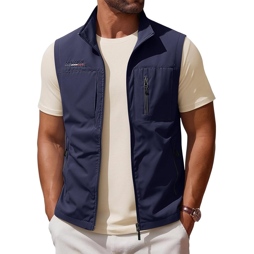 Gilet da Pesca da Uomo Asciugatura Rapida Giacca da Esterno Senza Maniche Leggero Multi Tasche Utilità Abbigliamento da Lavoro Gilet da Escursionismo