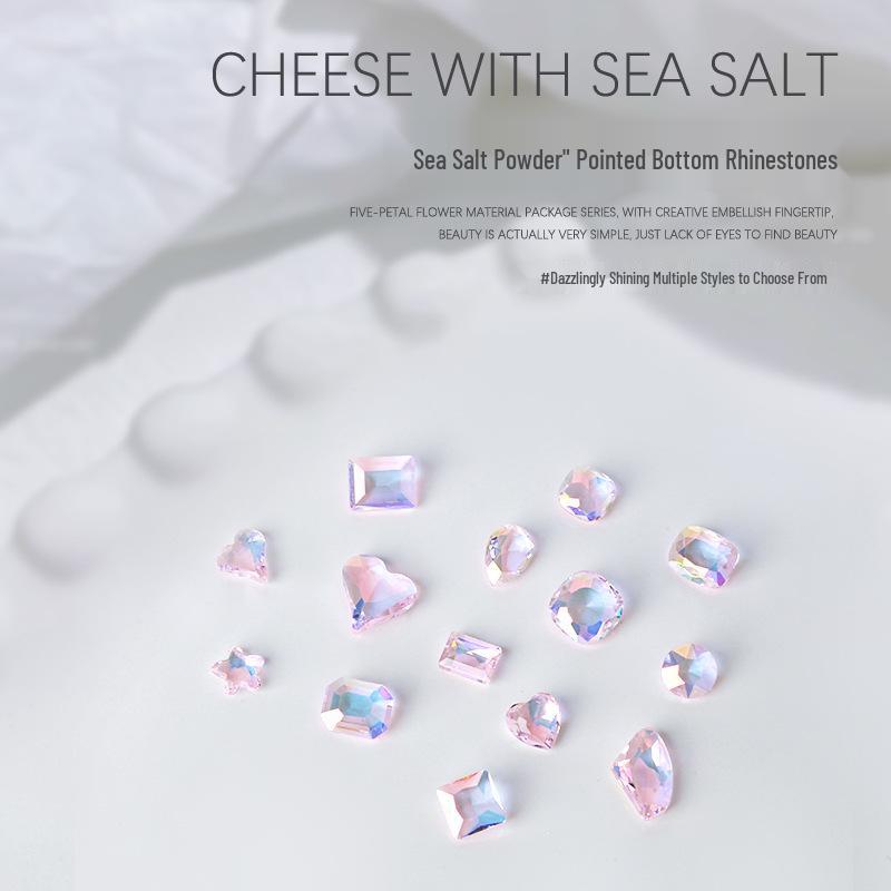 

Nail Art Rhinestones Set: Heart, Sea Salt Pink, Octagon, and Square Shapes - 10 Pieces