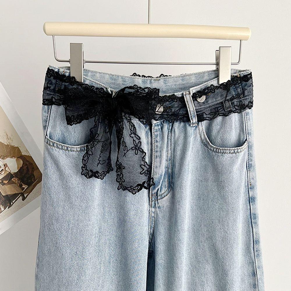 Lace Bow Thin Lace Waist Belt Y2K Waistband Long Lace Waistband  Street Dance Accessory