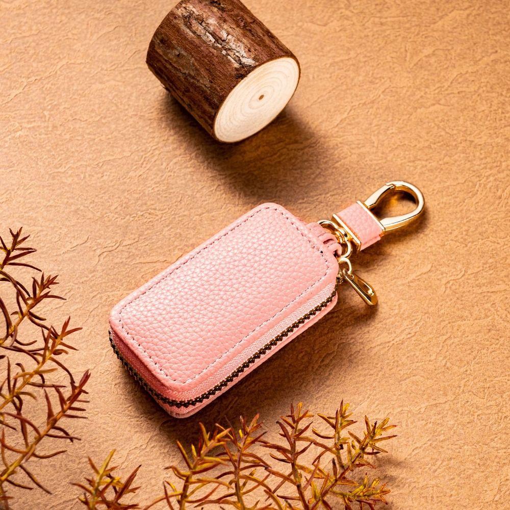 New PU Leather Car Key Bag Wallet Keychain Fashion Zipper Key Holder Organizer Simple Mini Car Key Case