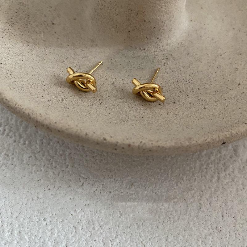 Minimalist Retro Knot Brass Earrings