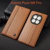 Napa Inner Grid Genuine Leather Flip Case For Xiaomi Poco M8 M8s Pro Phone Cover Card Cases Scratch Proof