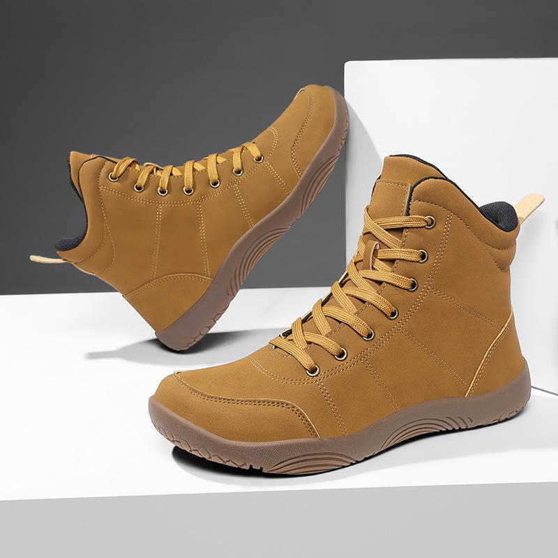 22 autumn and winter new high-top outdoor casual shoes wide head large size shoes hiking shoes leather face