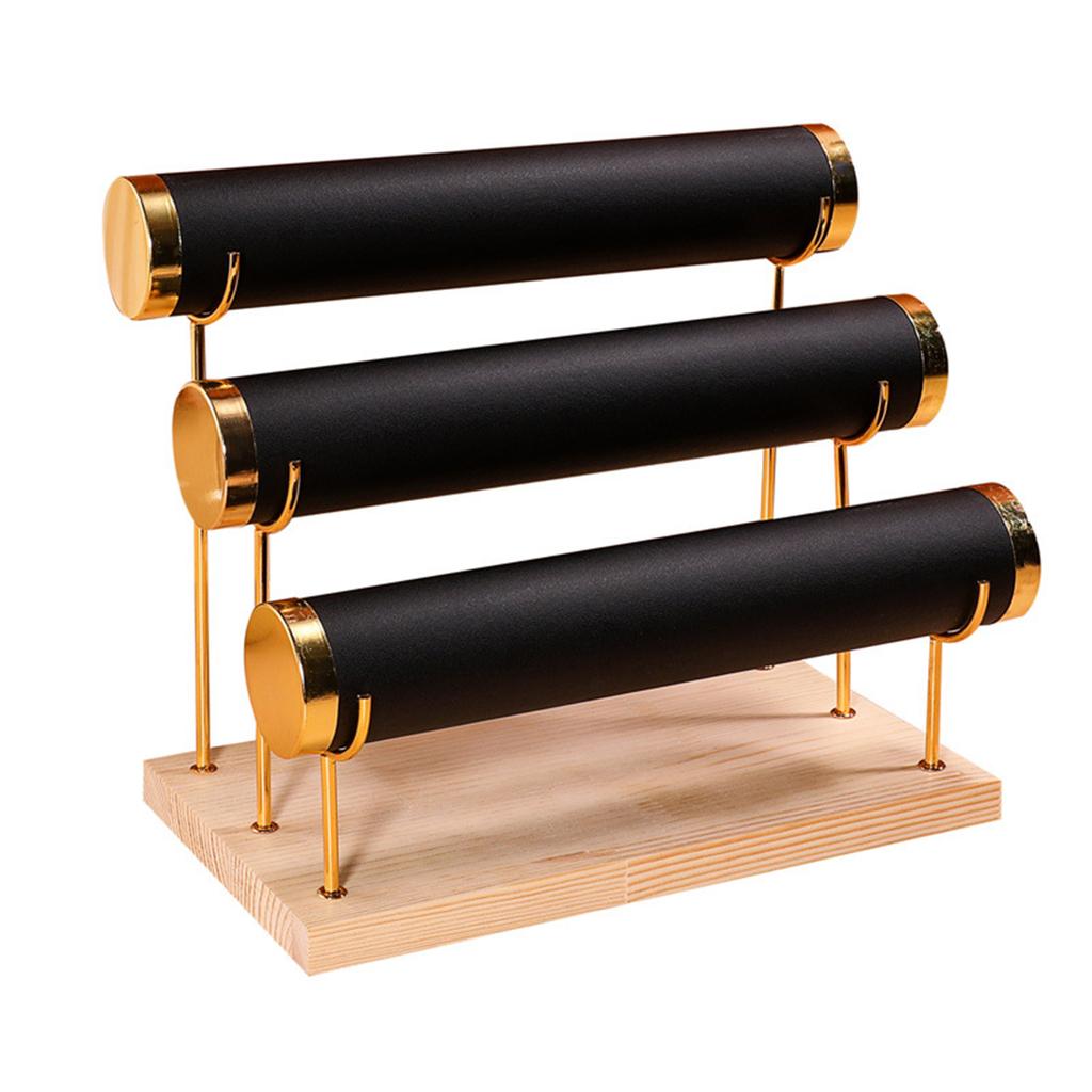 Detachable Tiered Jewelry Rack Wood Base Stand for Showcasing Bracelets and Bangles Wrist Accessories Storage Organizer