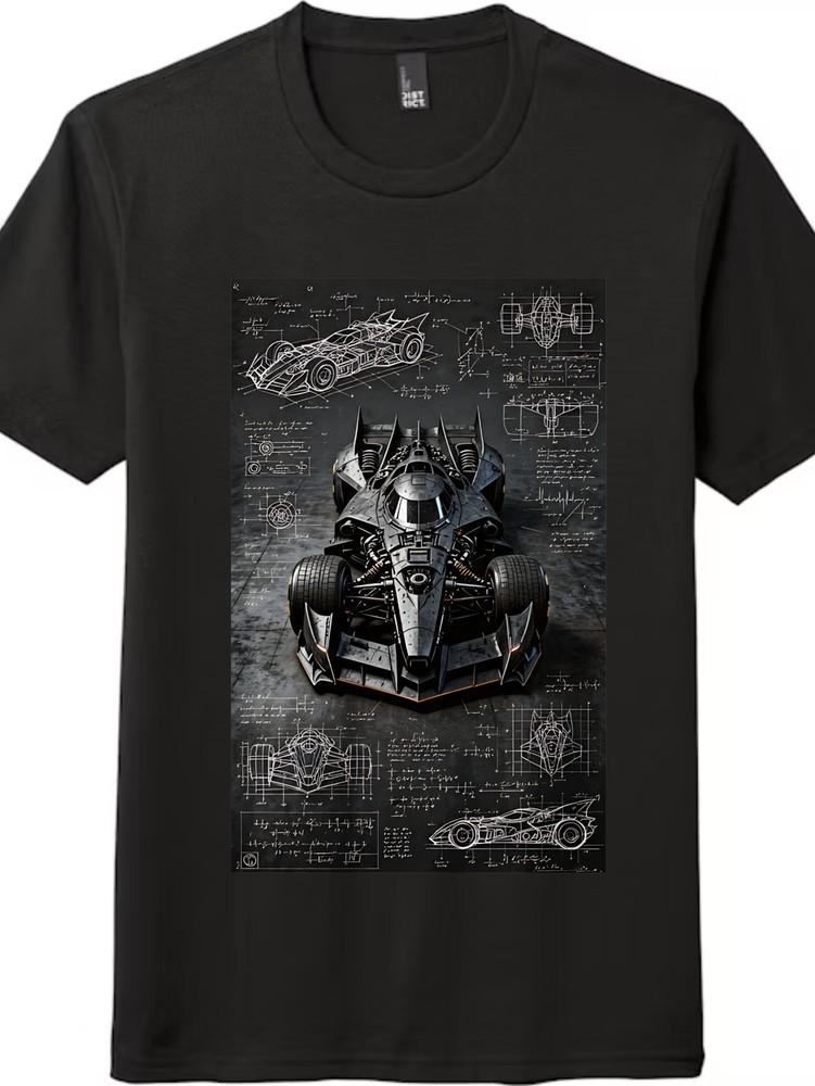 

Batmobile Design Blueprint Printed T-shirt|Unisex Short-Sleeve Top L