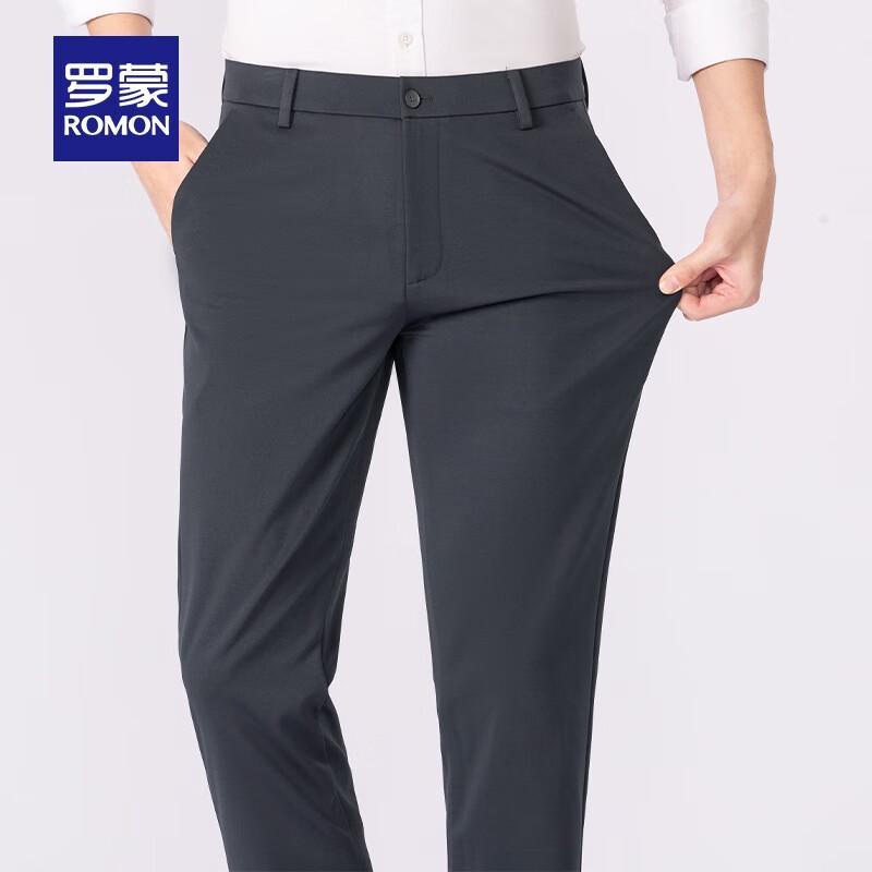 ROMON Men's Straight-Leg Stretch Casual Trousers