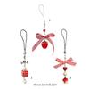 Sweet Strawberry Cube Bowknot Charm Pendant Chain Phone Strap Pocket Keychain Strap Hanging Decoration for Keys Bag
