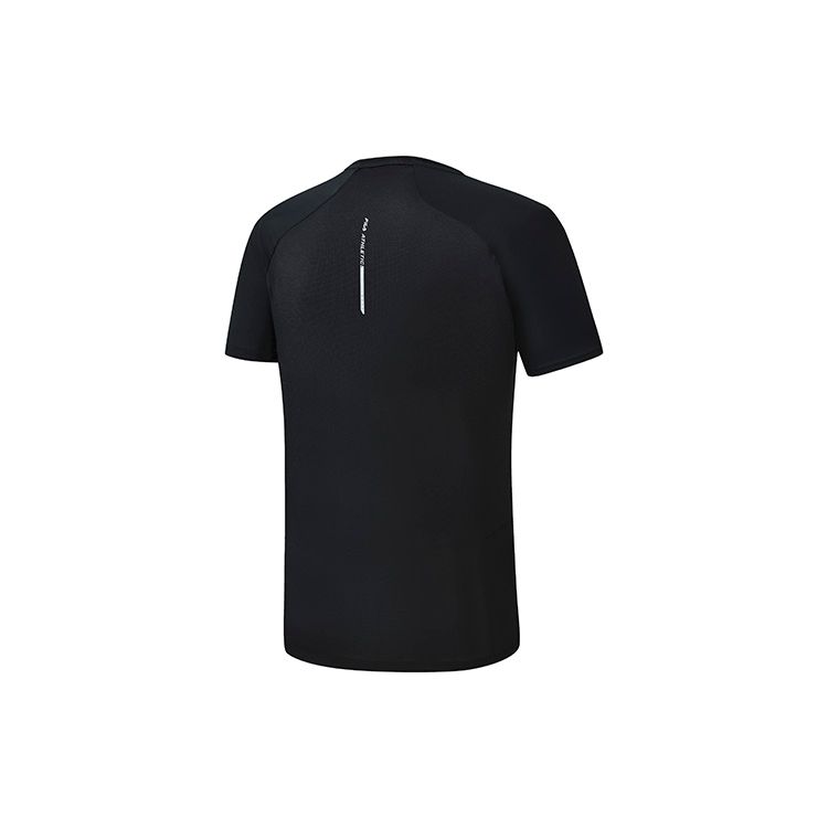 FILA Athletics Running Fitness Solid Color Crew Neck Knit Short Sleeve Raglan T-Shirt Men Tops Deep-Black A11M232101F-BK