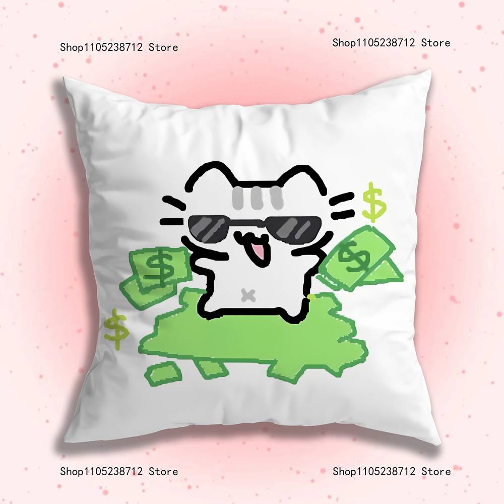 Adorable Cute Cartoon Cat Pillow Case Plush Fabric Soft Pillowcase Double Sided Print Sofa Cushion Cover Throw