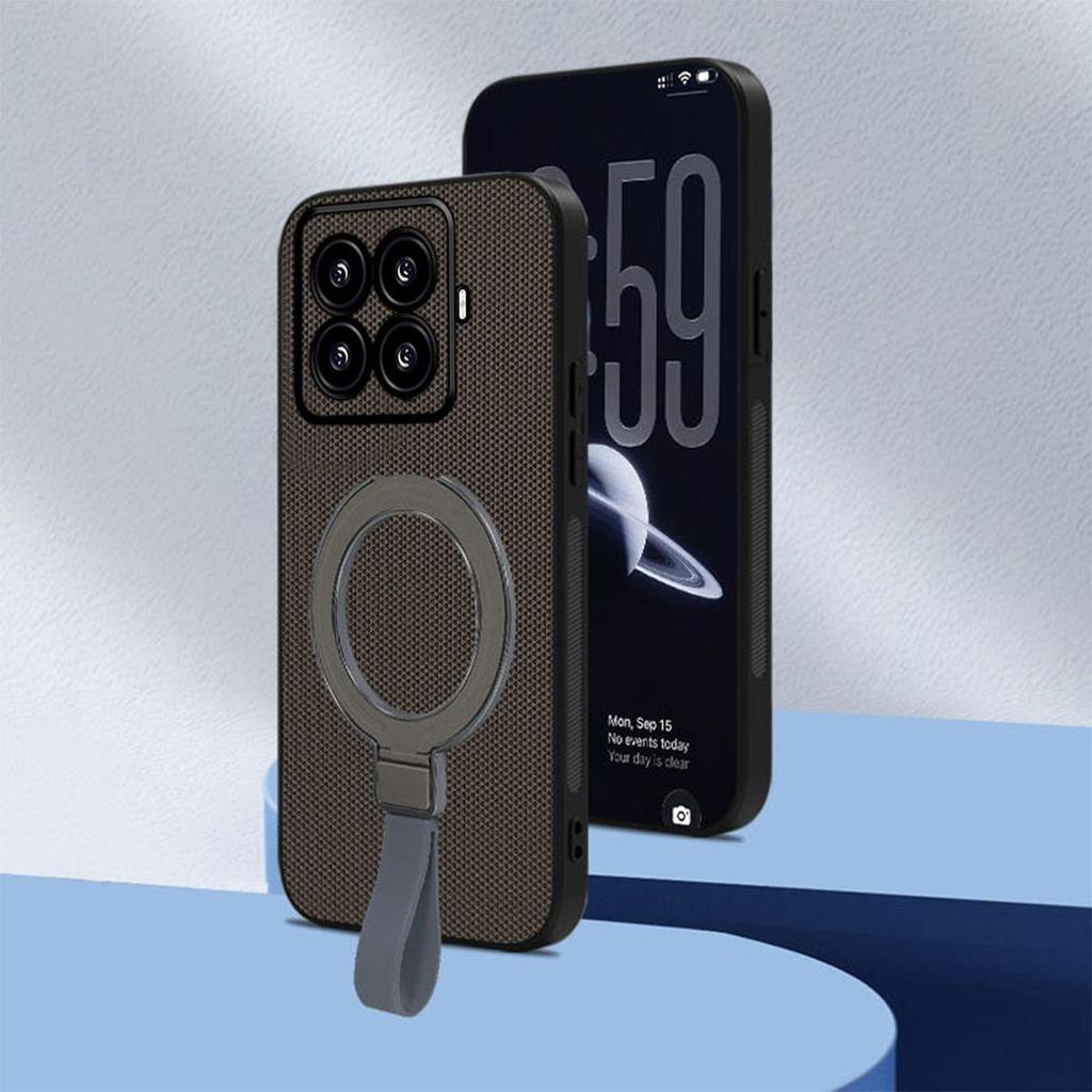 Premium PU Leather Magnetic Ring Stand Phone Case for Xiaomi 15T Pro Business Style Protective Cover