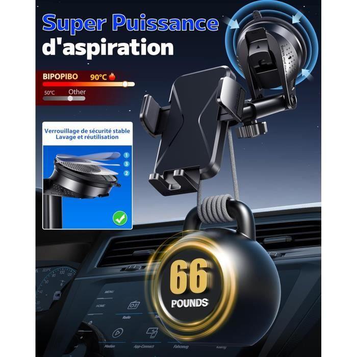 BIPOPIBO Support Telephone Voiture Super Ventouse Porte Telephone Voiture Ventouse Accessoire Voiture Rotatif À 360 Degrés