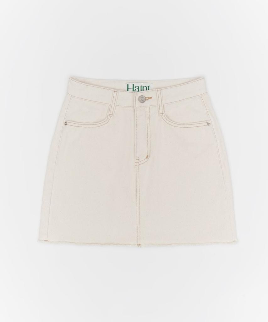 Heint Lony Natural Cotton A Line Mini Skirt 2Col_Oatmeal