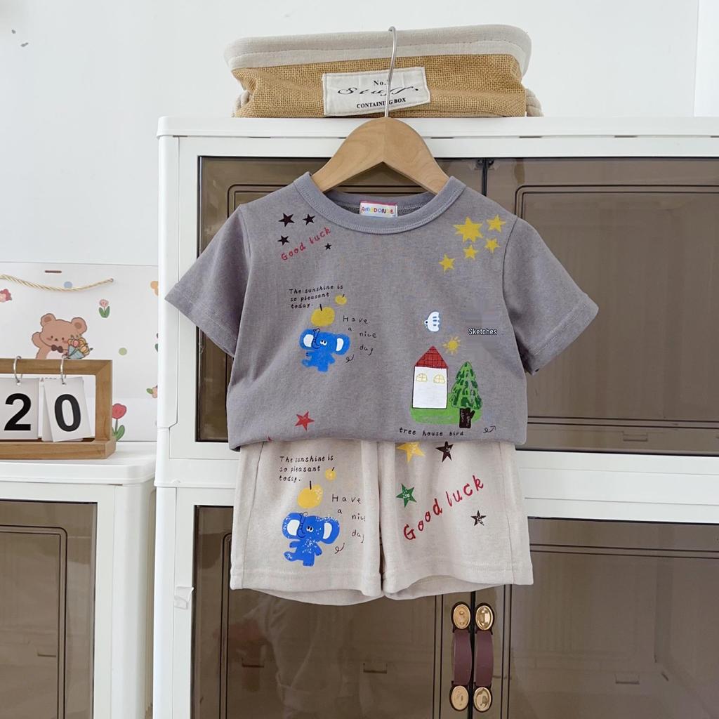 Kids' 2026 Summer Short Sleeve T-shirt: Thin, Round Neck, Printed Design for Boys