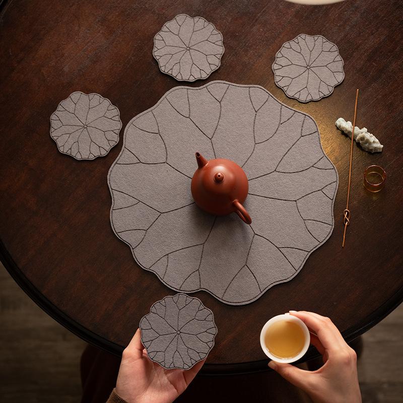 New Chinese cotton and linen lotus leaf coaster coaster home kitchen insulation mat storage mat tea mat